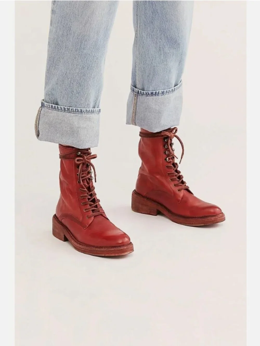 New Free People Santa Fe Lace Up Boots Size 6 MSRP: $178 Leather